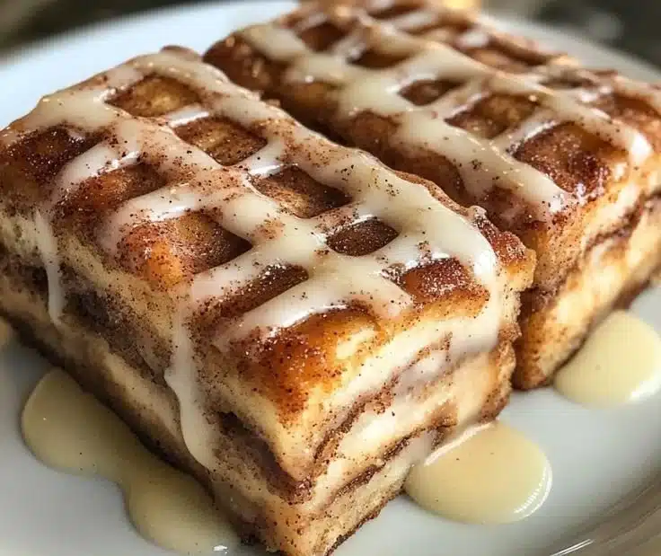 Deliciously baked Cinnamon Roll Bliss Bars drizzled with icing