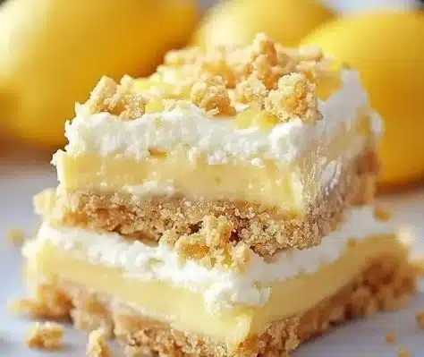 Delicious lemon cheesecake with oat crust on a serving plate.