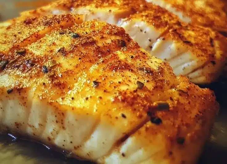 Easy baked paprika spiced fish bursting with bold flavor served on a plate