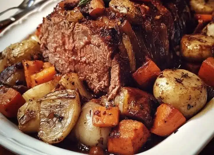 Easy juicy beef and veggie roast for holiday gatherings