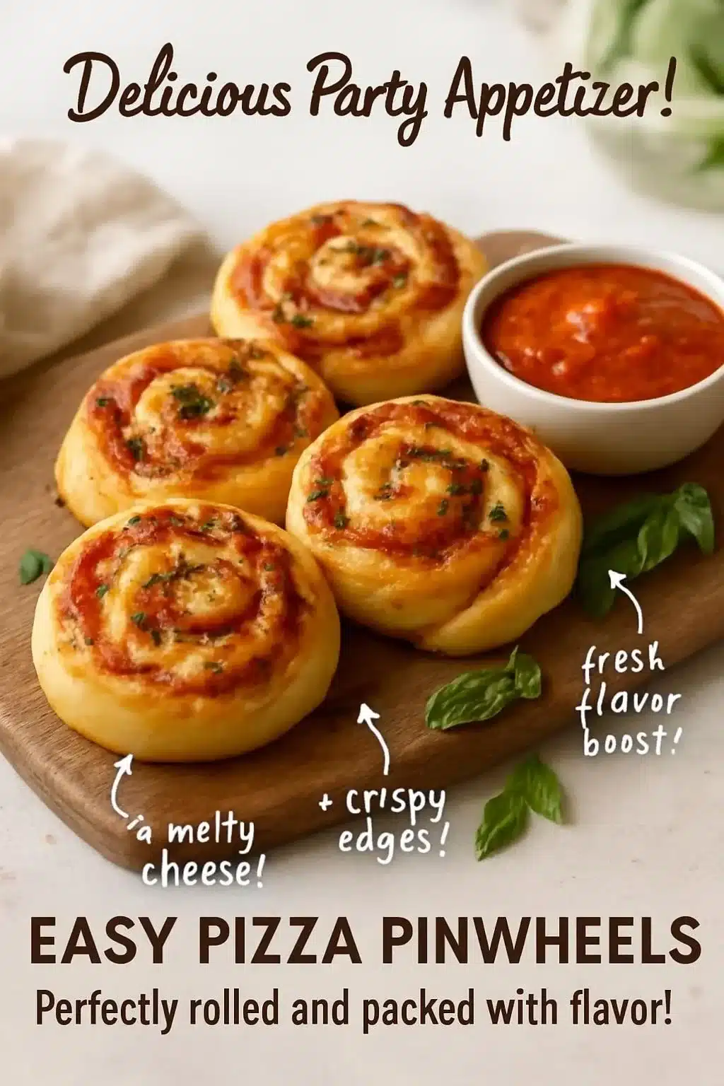 Easy pizza pinwheels appetizer served on a plate.