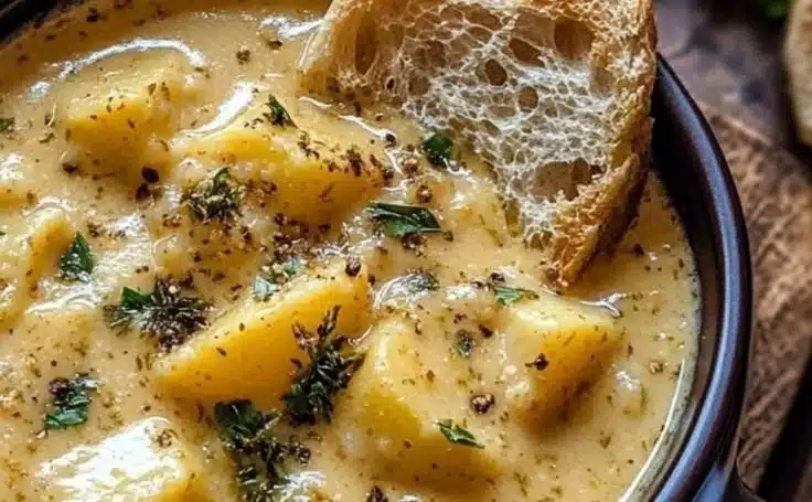 Hearty Cheddar Garlic Herb Potato Soup Recipe